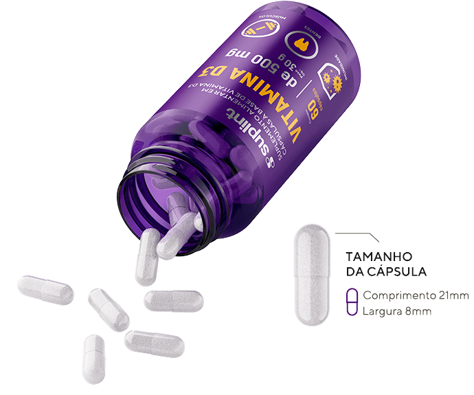 Vitamina D3, 60 cápsulas de 500 mg - Opened brazil vitamino d