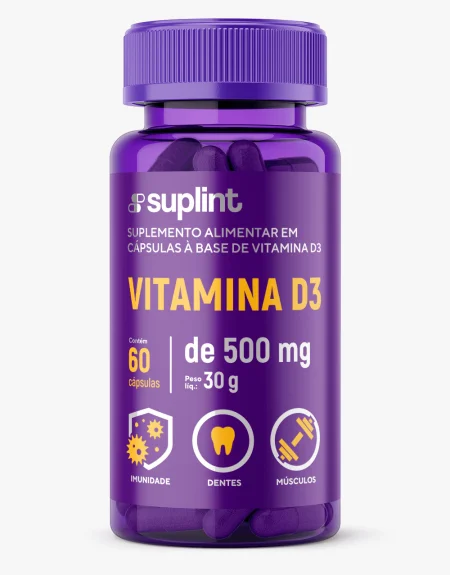 Suplementos Vitamina D3, 60 cápsulas de 500 mg - vitamina D frontal