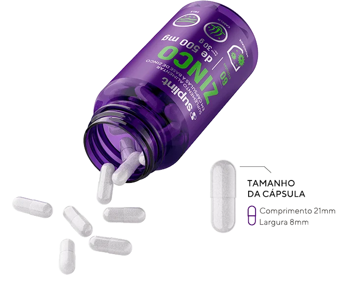 Zinco, 60 cápsulas de 500 mg - Opened brazil zinco