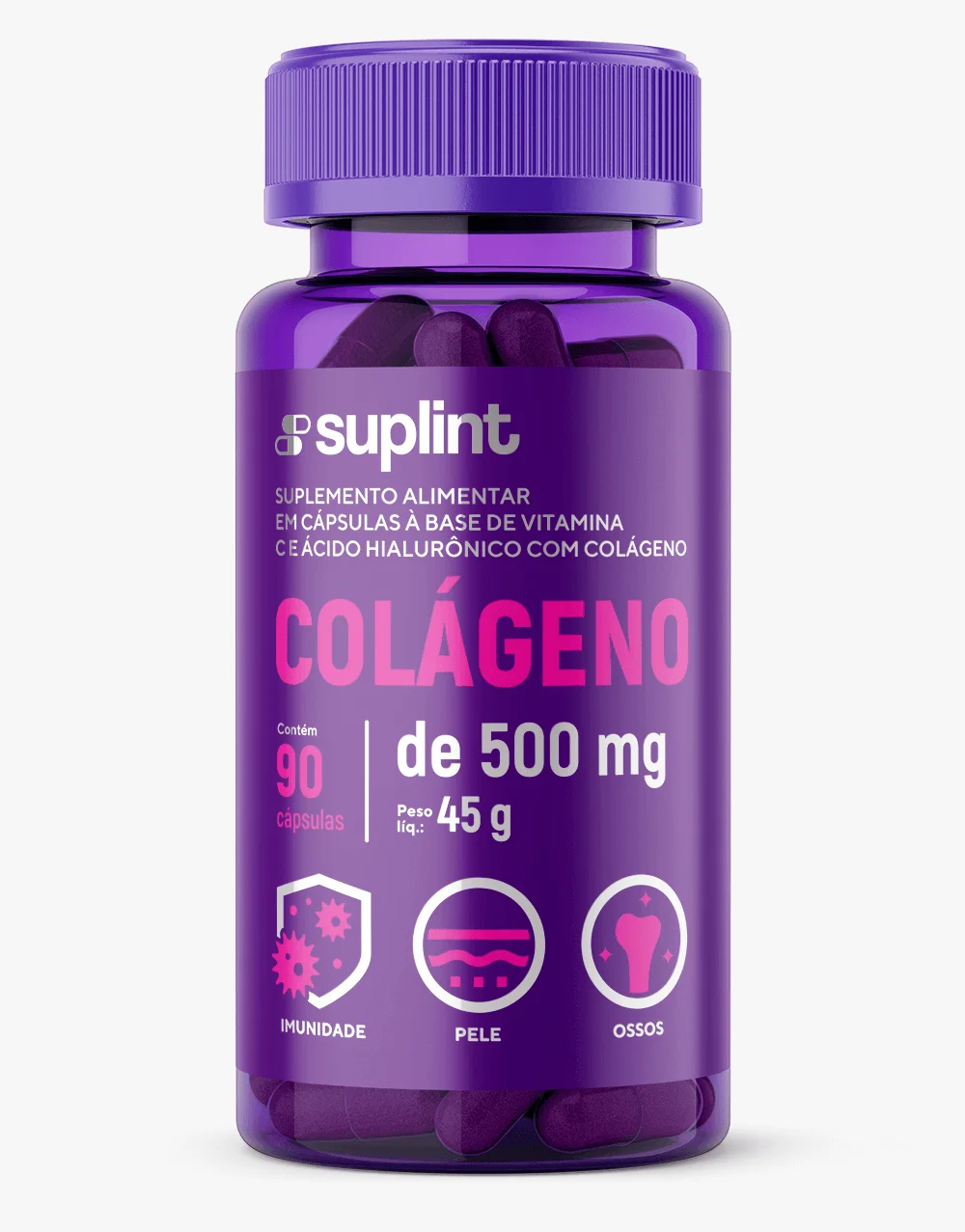 Colágeno, 90 cápsulas de 500 mg - colageno frontal Colágeno, 90 cápsulas de 500 mg - colageno frontal