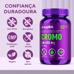 Picolinato de cromo suplementos, 60 cápsulas de 500 mg – cromo frontal