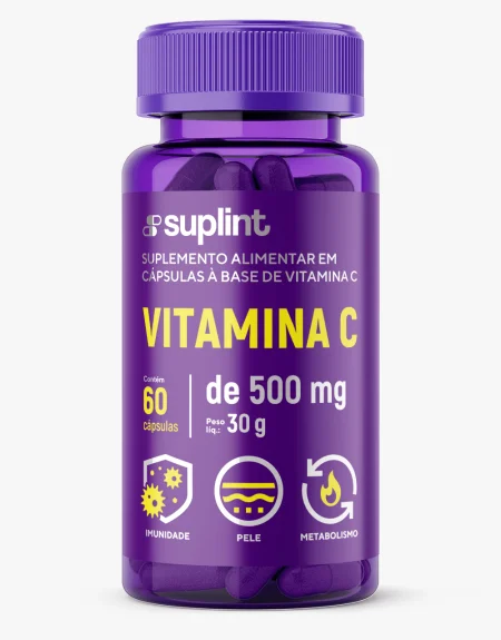 Vitamina C Suplemento, 60 cápsulas de 500 mg - vitamina c frontal