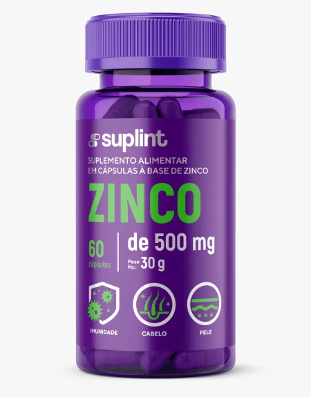 Bisglicinato de Zinco, 60 cápsulas de 500 mg - zinco frontal