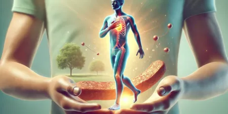 Por que o ferro é tão importante para o corpo? - DALL·E A realistic style image of a person in a peaceful and serene setting symbolizing the importance of iron for the body in a non invasive way The image ( )
