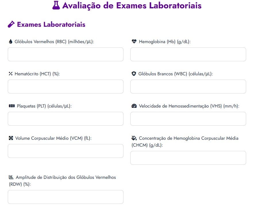 Avaliação de Testes Laboratoriais - Screenshot Avaliação de Testes Laboratoriais - Screenshot